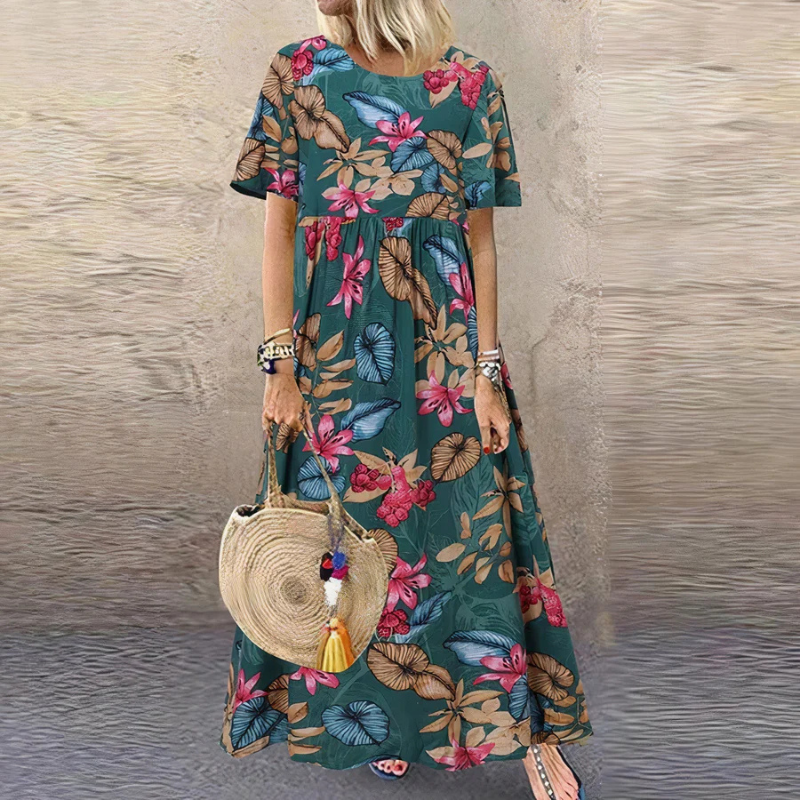 Damen Sommerkleid Mit Blumenmuster | Maxikleid