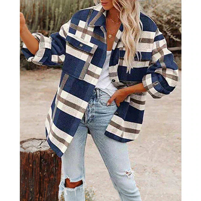 Tin | Damen Klassische Plaid Jacke | Übergröße