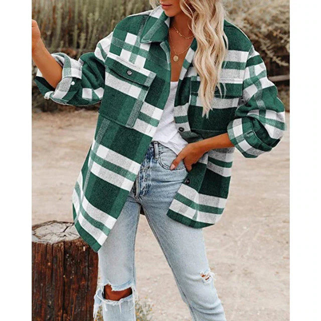 Tin | Damen Klassische Plaid Jacke | Übergröße