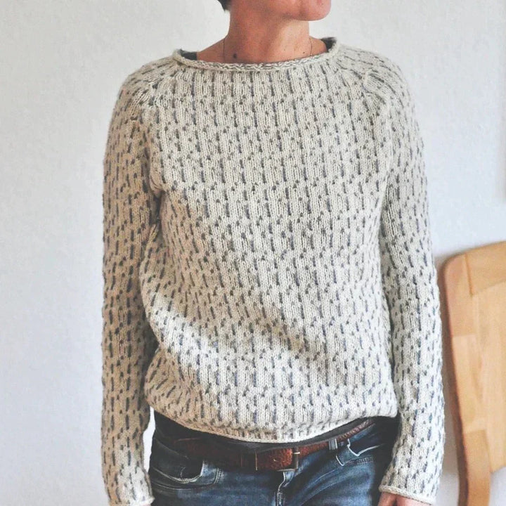 Eleganter Grauer Strickpullover für Damen | Langarm
