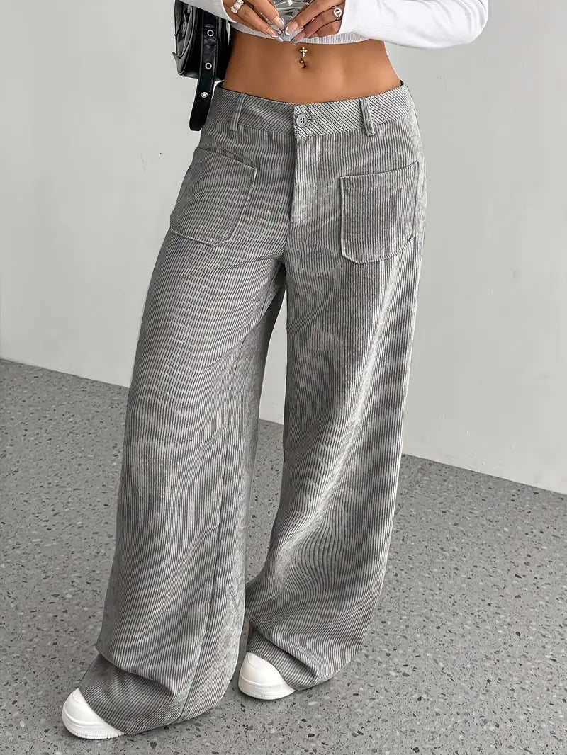 Damen Hoch Tailliert Cordhose | Weitem Bein
