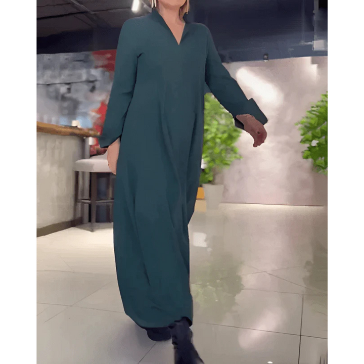 Damen Elegantes Locker Geschnittenes Hemd Kleid | Maxi