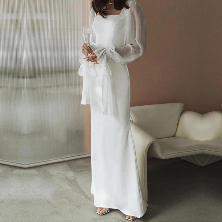 Elegantes Langarm Hochzeitsgastkleid Für Damen | Maxi
