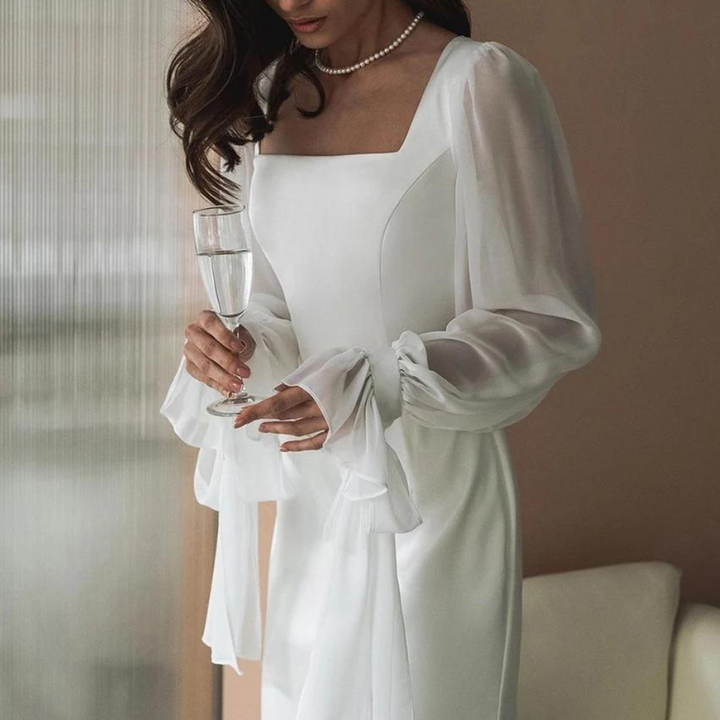 Elegantes Langarm Hochzeitsgastkleid Für Damen | Maxi