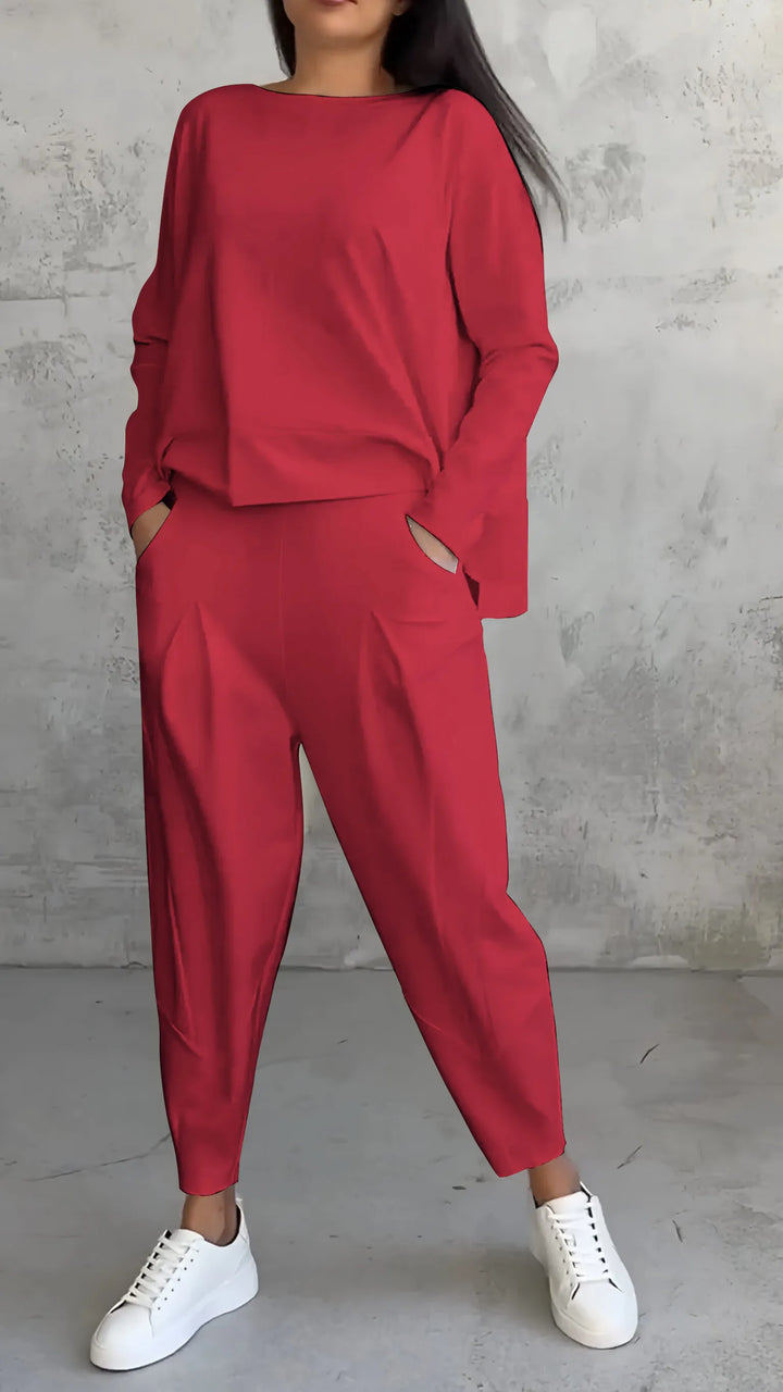 Alessandra | Damen Lässiges Langarm Oberteil Und Harem Hose Satz | Zweiteilig