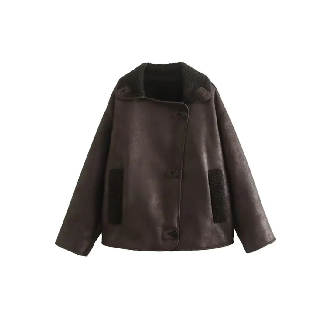 Damen Langarm Stylische Revers Jacke | Winter