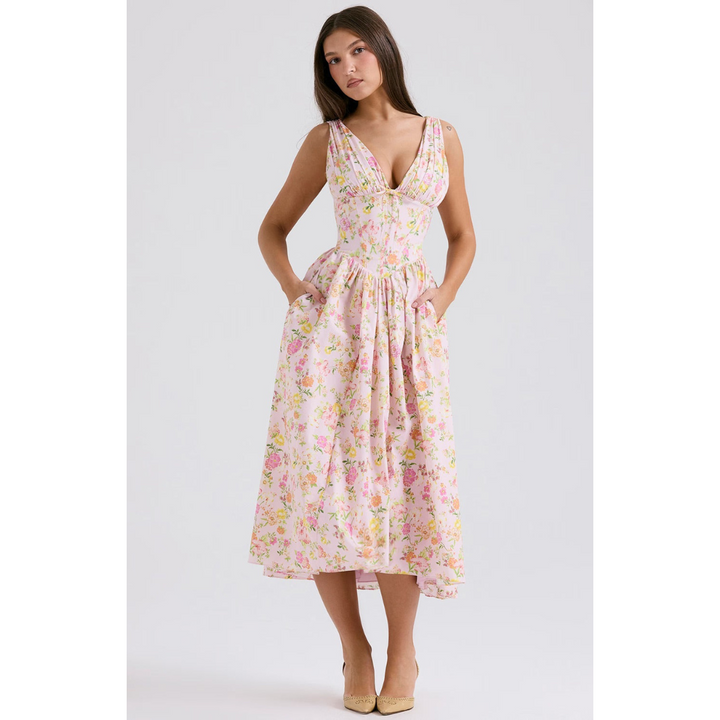 Damenkleid Mit Blumenmuster Für Hochzeitsgäste | Midi
