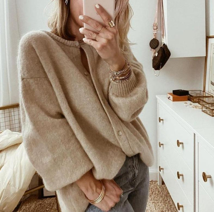 Damen Button Down Winterstrickjacke | Übergröße