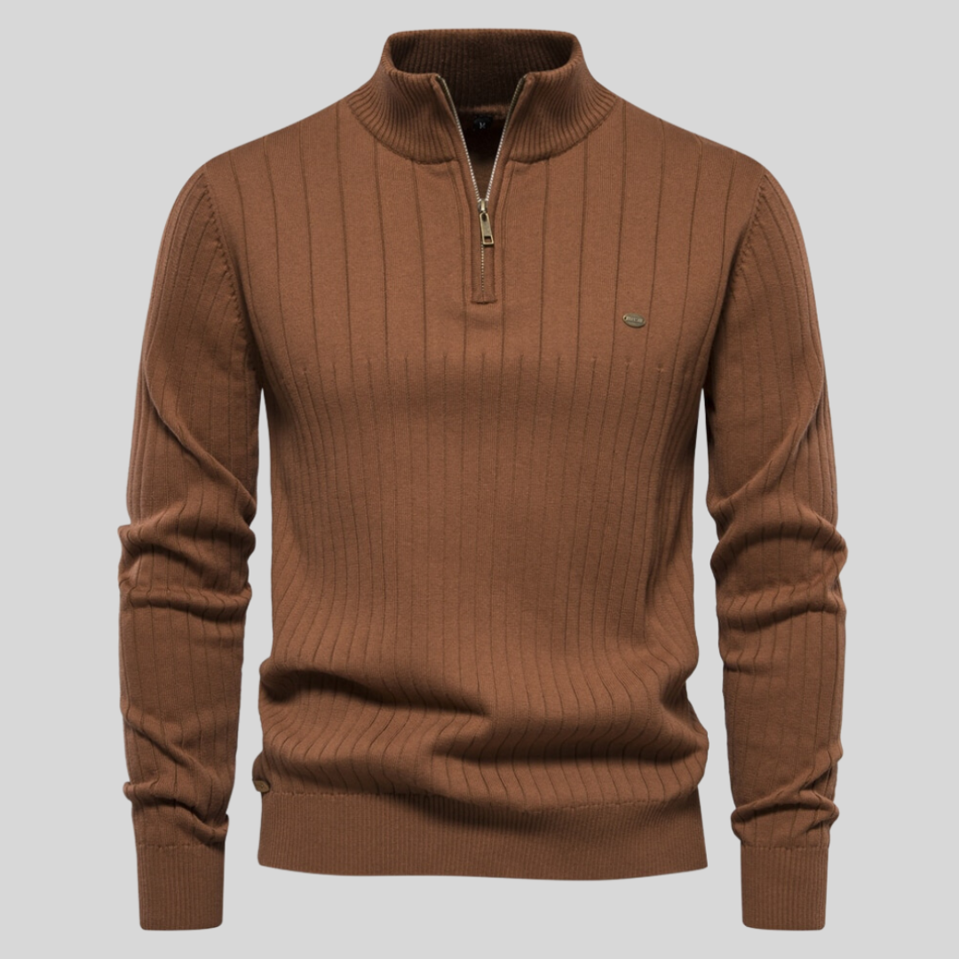 Herren Halber Reißverschluss Strick Pullover | Langarm