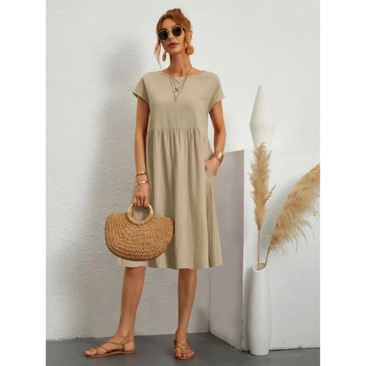 Elegantes Sommerkleid Mit Kurzen Ärmeln Für Damen | Midi
