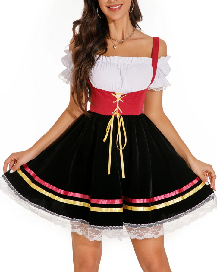 Damen Schulterfrei Dirndl Kleid | Mini