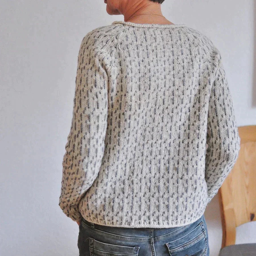 Eleganter Grauer Strickpullover für Damen | Langarm