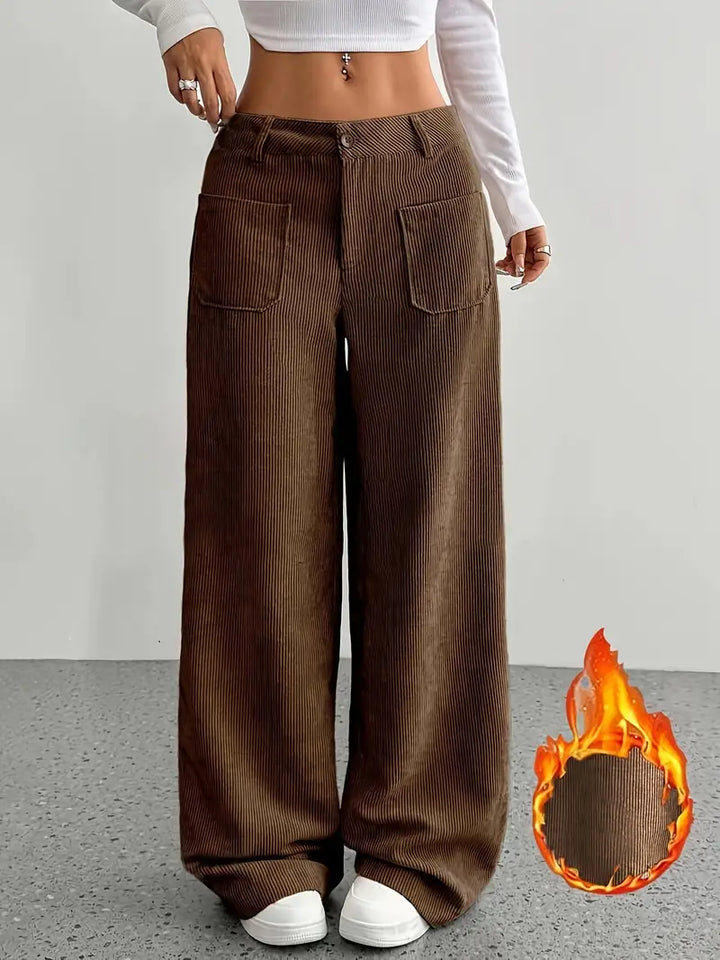 Damen Hoch Tailliert Cordhose | Weitem Bein