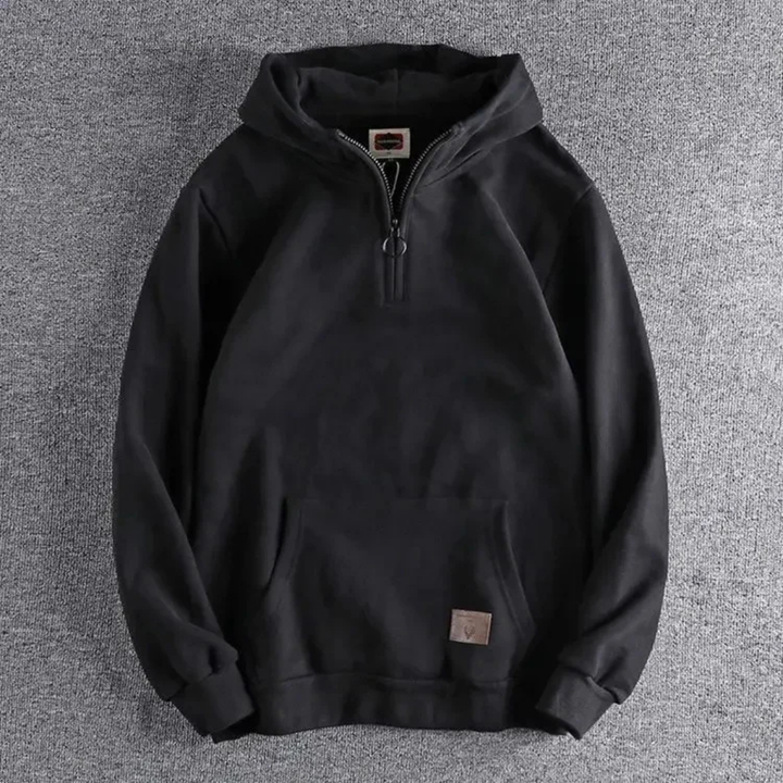 Herren Lässiger Warmer Winter Kapuzenpulli | Halb Zip