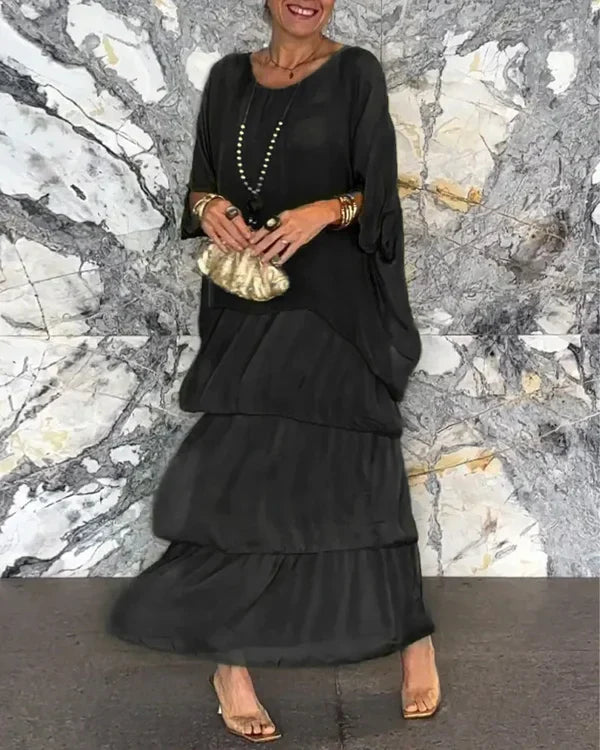 Lagenkleid Mit Rundhalsausschnitt Für Damen | Maxi