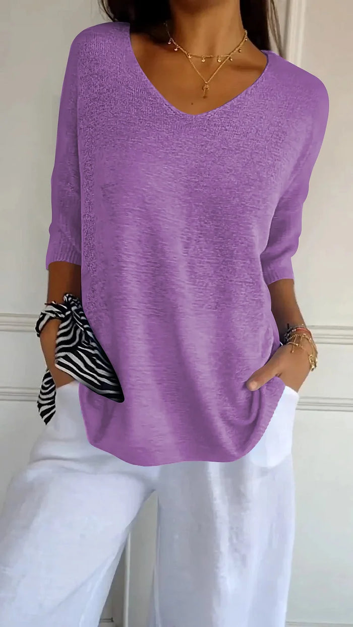 Chiara | Bequemes Damen-Stricktop mit V-Ausschnitt