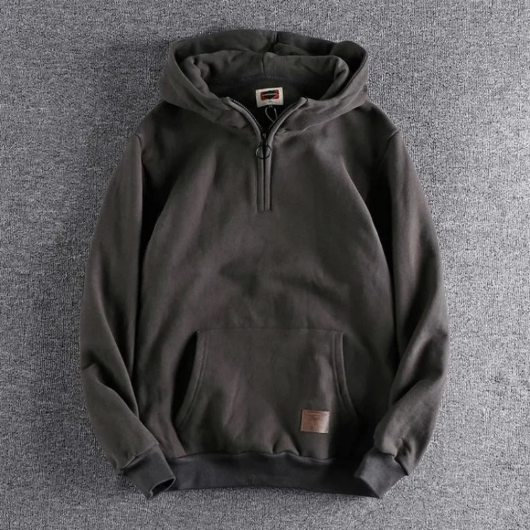 Herren Lässiger Warmer Winter Kapuzenpulli | Halb Zip