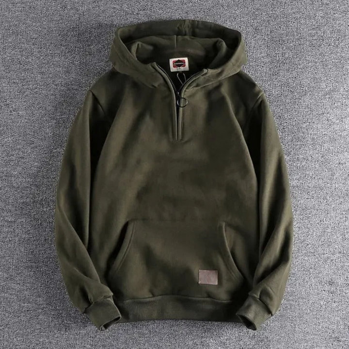Herren Lässiger Warmer Winter Kapuzenpulli | Halb Zip