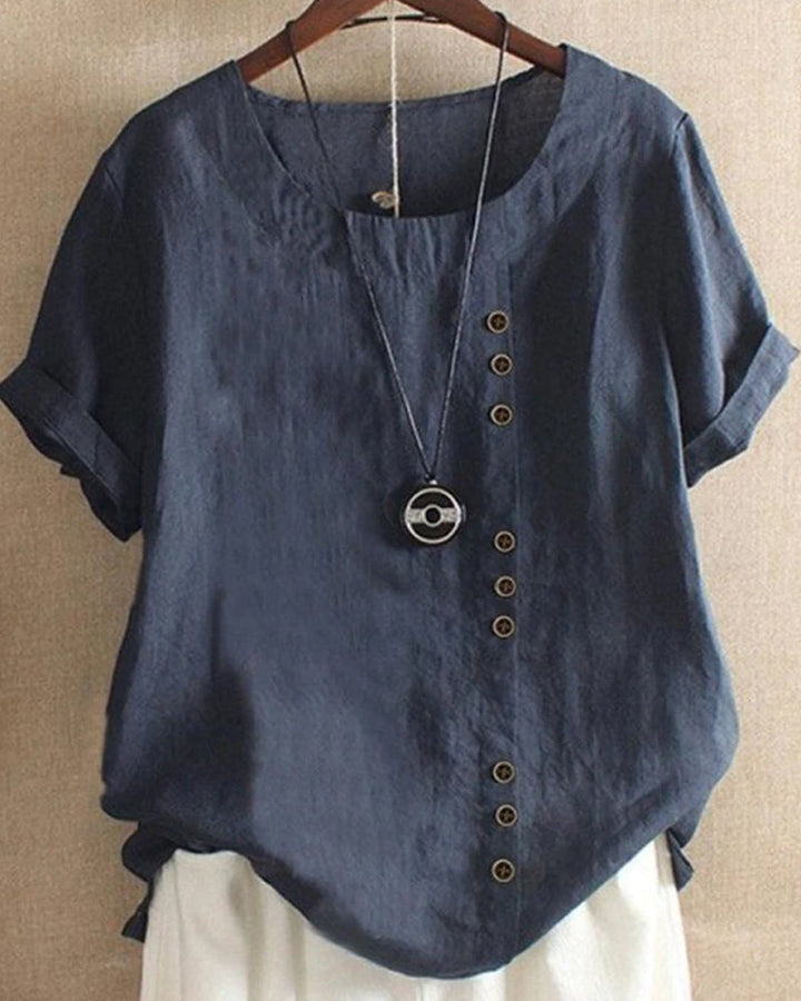 Kurzärmlige Sommerbluse Für Damen | Rundhalsausschnitt