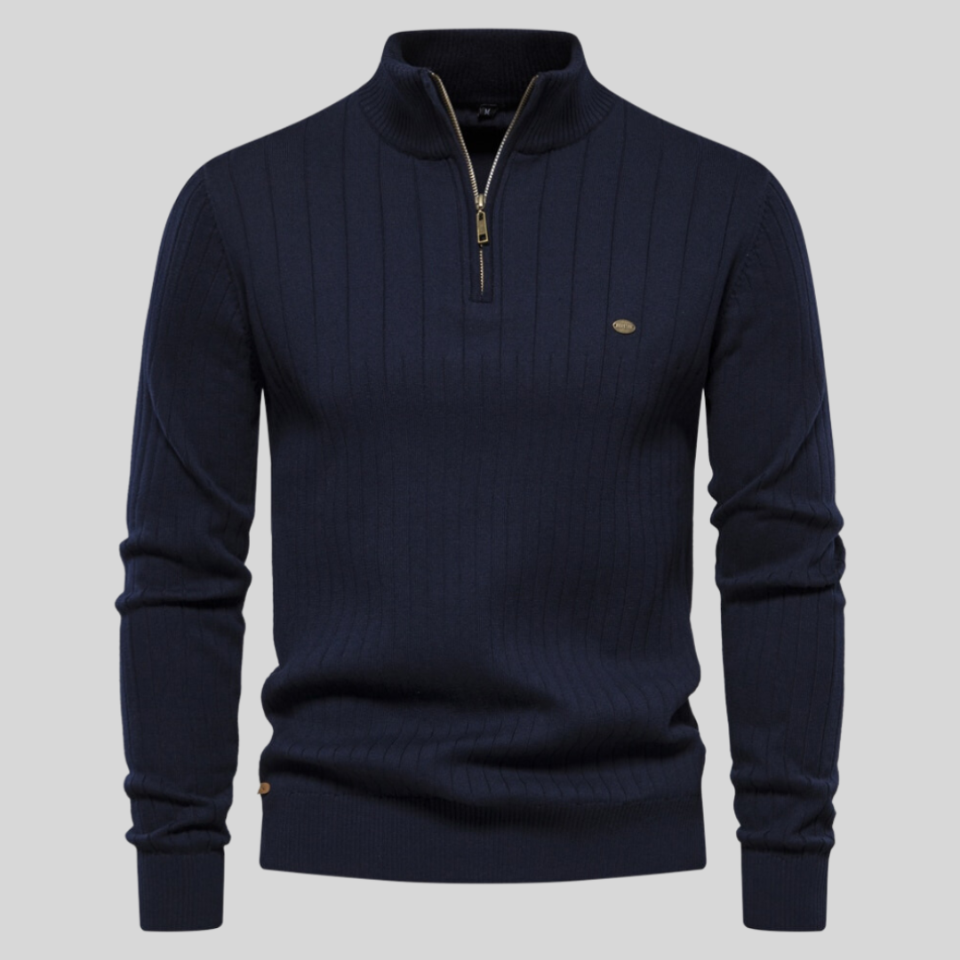 Herren Halber Reißverschluss Strick Pullover | Langarm