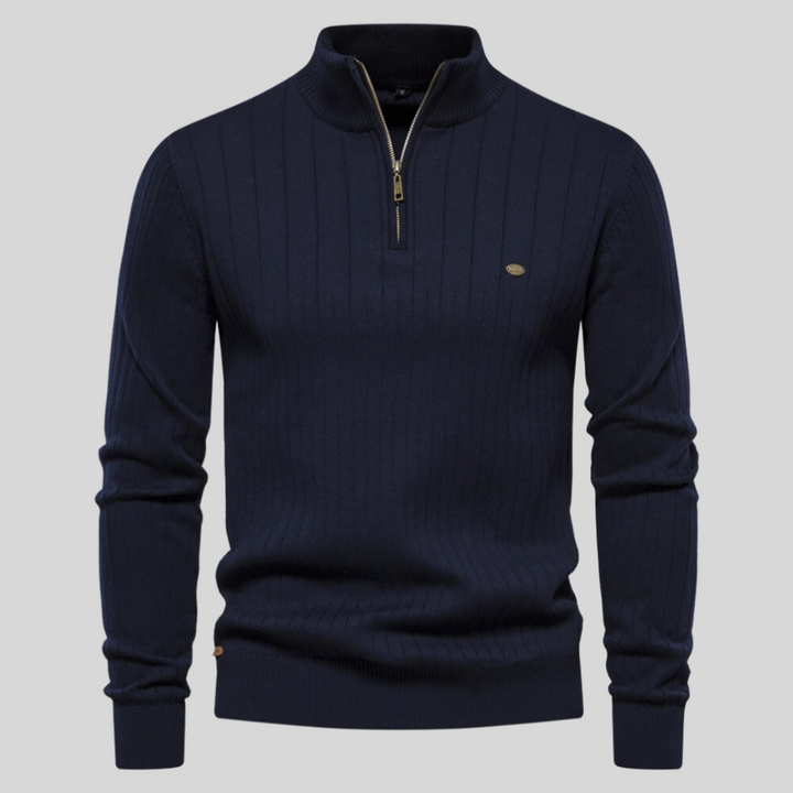 Herren Halber Reißverschluss Strick Pullover | Langarm
