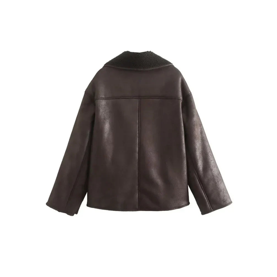 Damen Langarm Stylische Revers Jacke | Winter