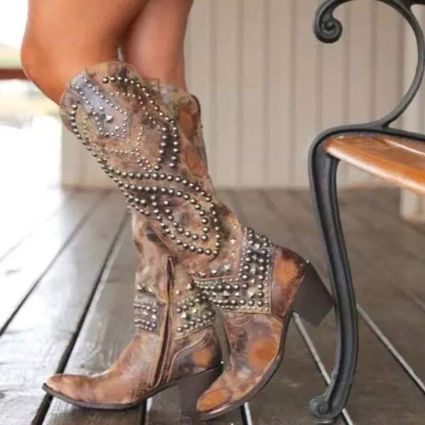 Kniehohe Cowboystiefel für Damen | Jahrgang