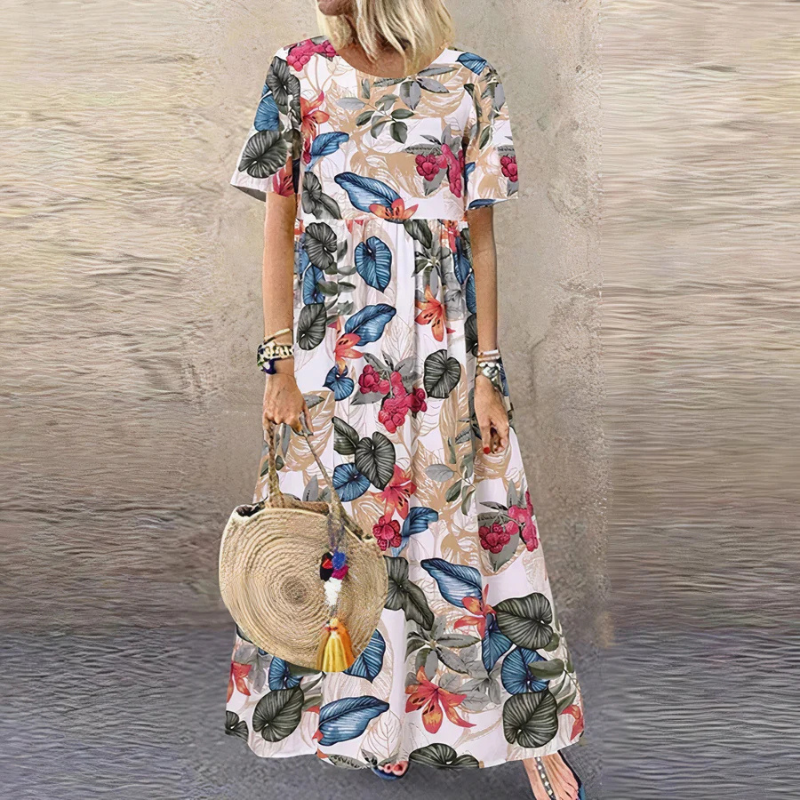 Damen Sommerkleid Mit Blumenmuster | Maxikleid