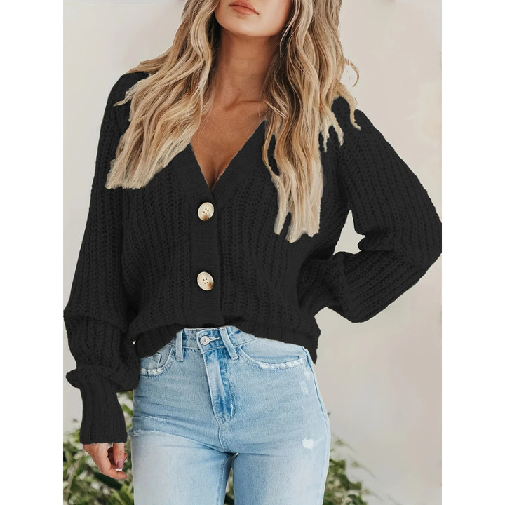 Strickjacke Mit Knopfleiste Für Damen | Langarm