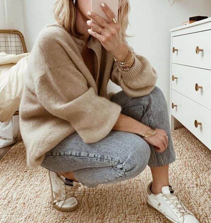 Damen Button Down Winterstrickjacke | Übergröße