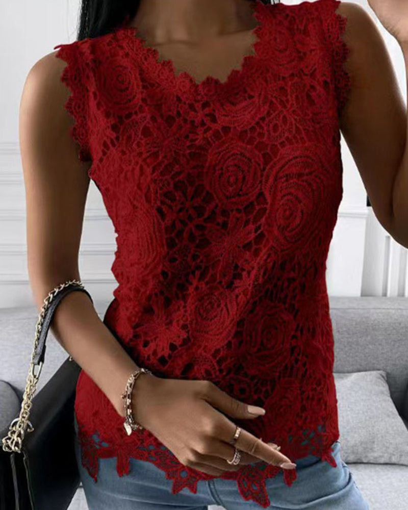 Ärmelloses Spitzen tanktop Für Damen | Lässig