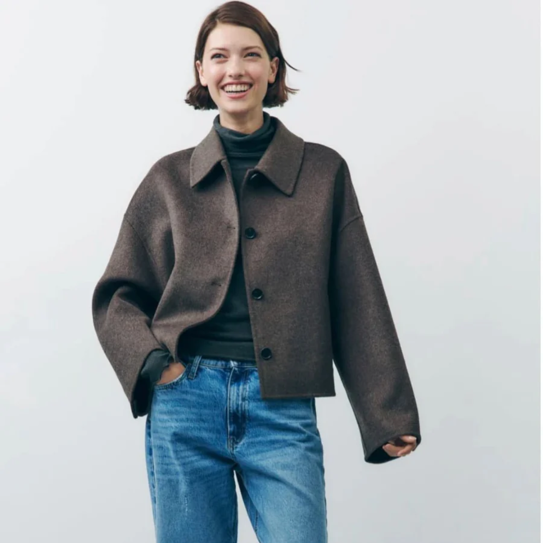 Damen Oversized Button Down Winter Mantel | Warme