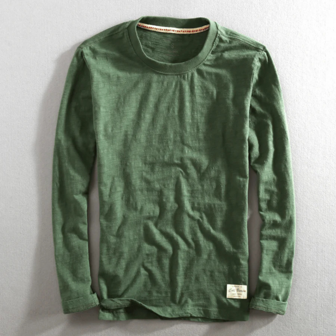 Herren Klassisches Langarm Crew Neck Hemd | Lässig