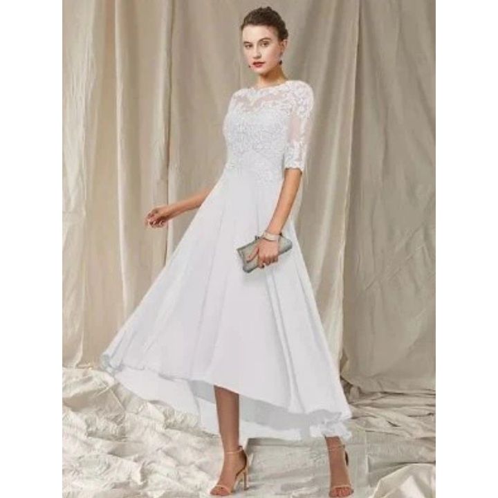 Elegantes Kleid Mit 3/4 Ärmeln Für Damen | Midi