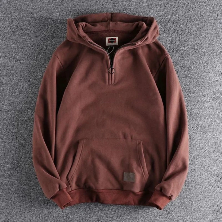 Herren Lässiger Warmer Winter Kapuzenpulli | Halb Zip