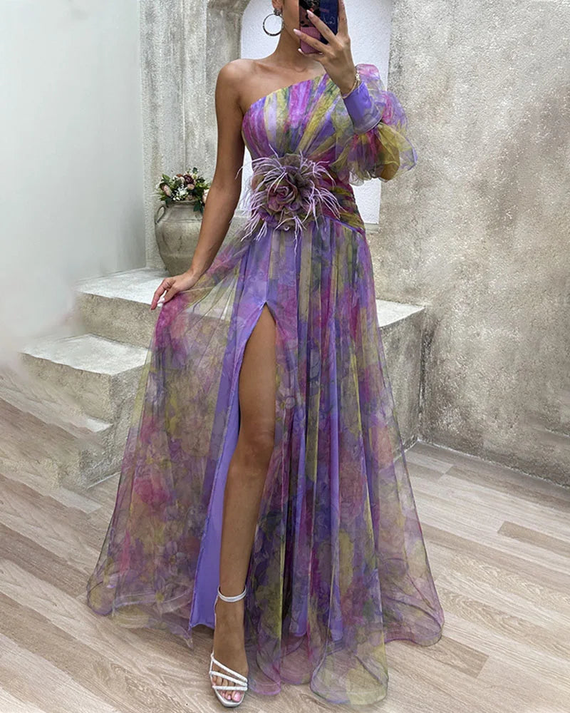 Elegantes Kleid Mit Einer Schulter Für Damen | Maxi