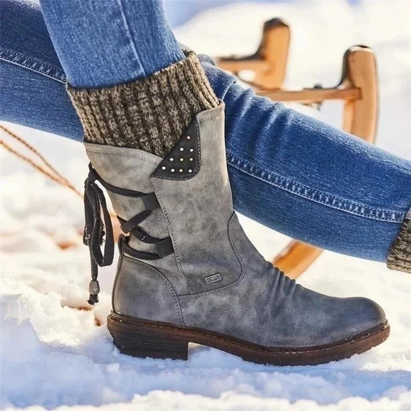 Damen Winter Boots Schwarz | Schnürung