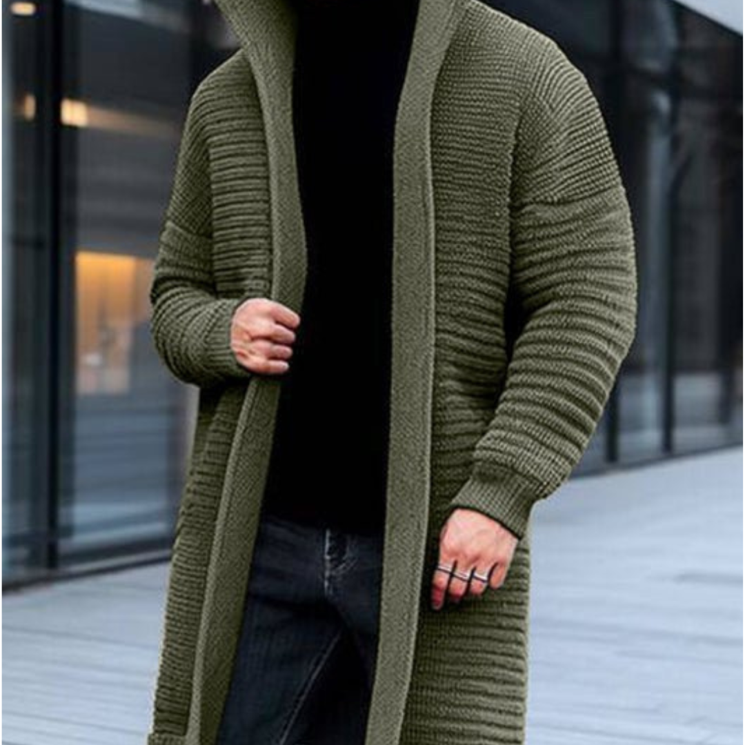 Herren Strick Stehkragen Winter Strickjacke | Lang