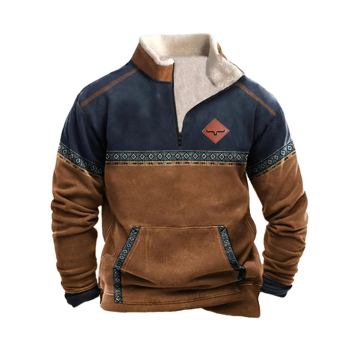 Warmer Herrenpullover Mit Halbreißverschluss | Langarm