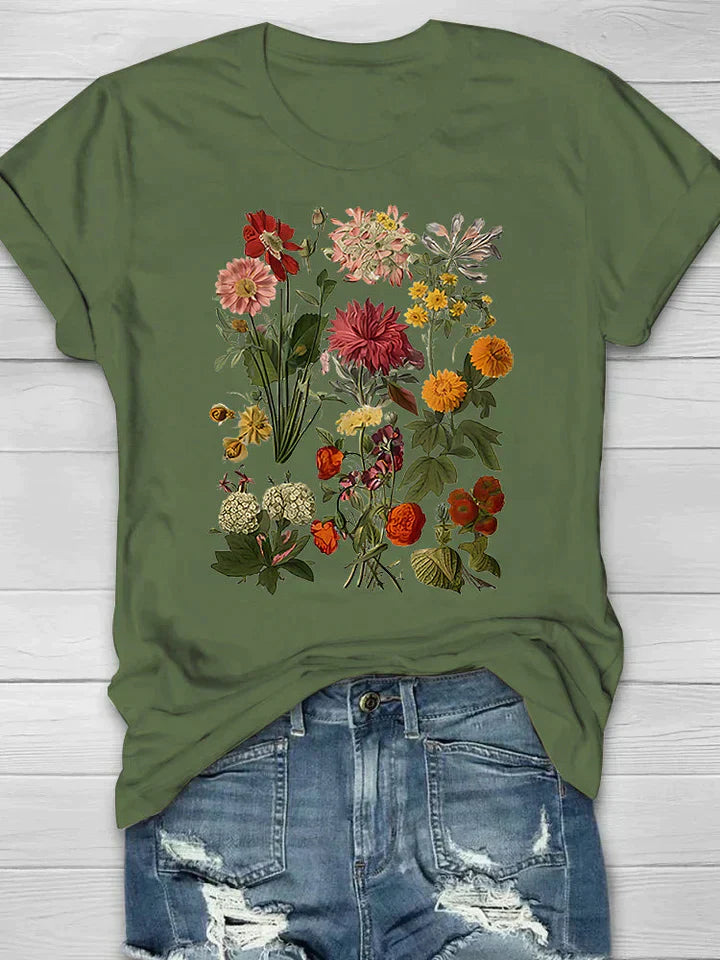 Kurzärmliges T Shirt Mit Blumendruck Für Damen | Sommer