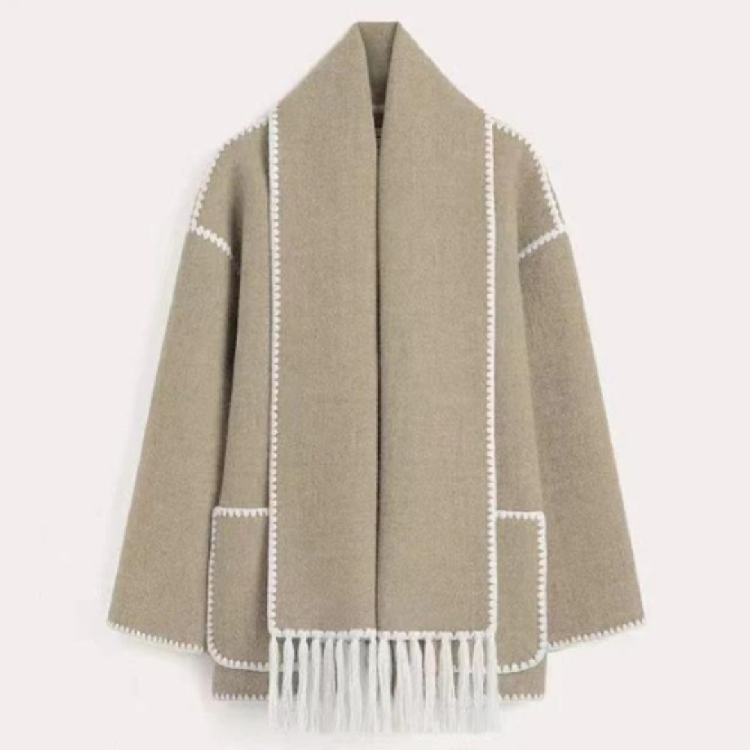 Damen Warmer Lockerer Wickelkragen Mantel | Winter
