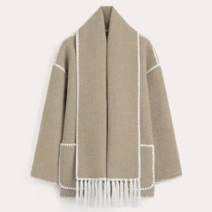 Damen Warmer Lockerer Wickelkragen Mantel | Winter