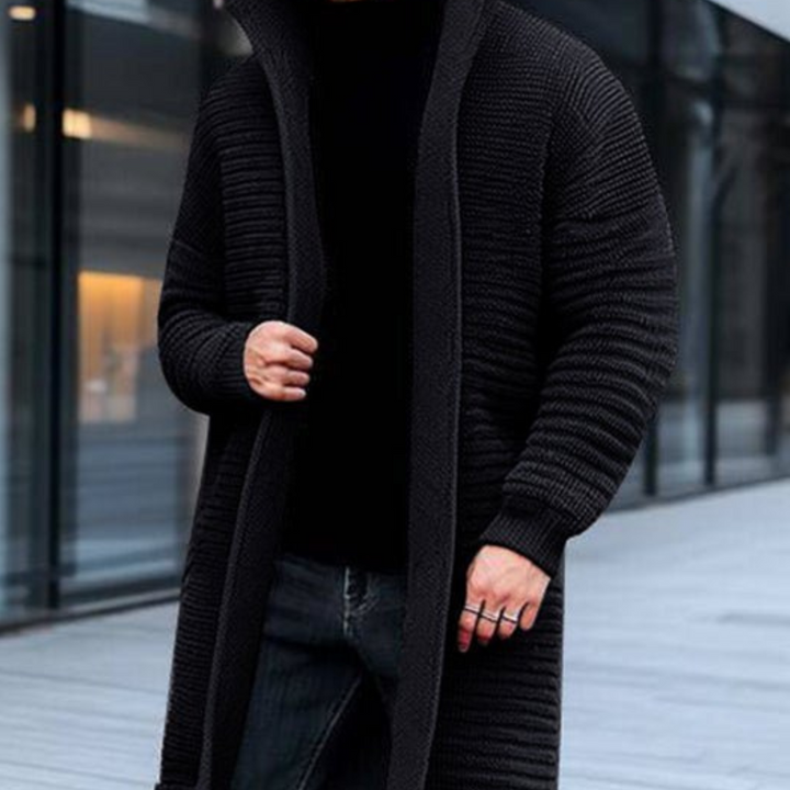 Herren Strick Stehkragen Winter Strickjacke | Lang