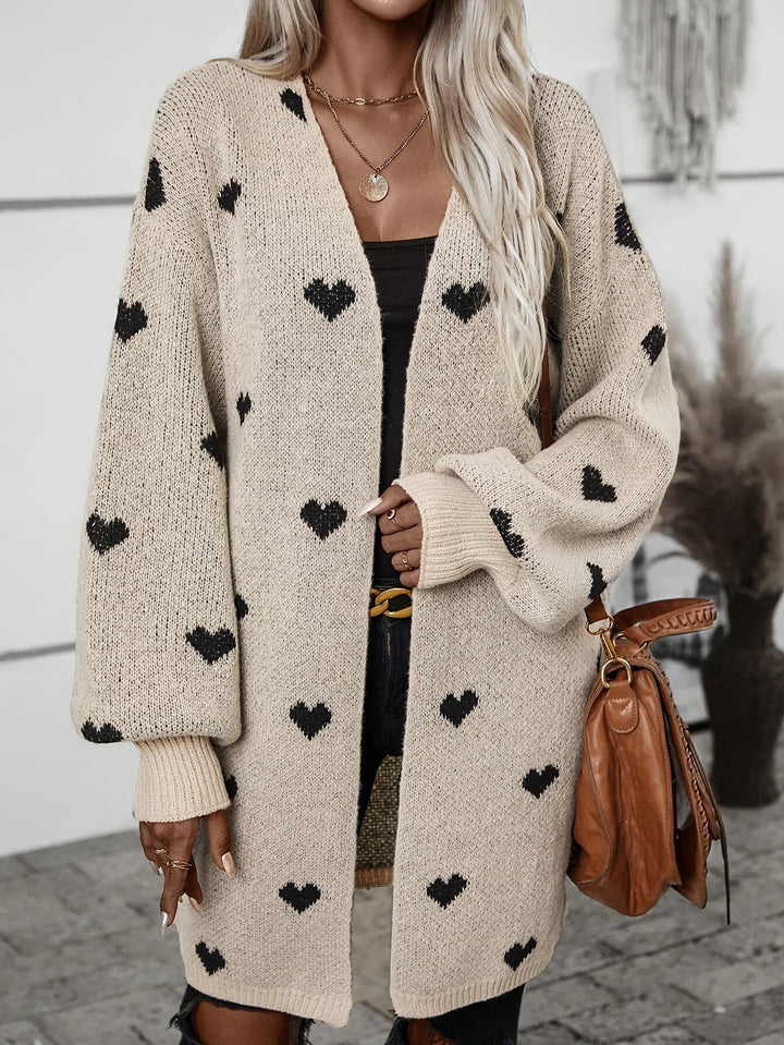 Damen Cardigan mit Herzmuster | Langarm
