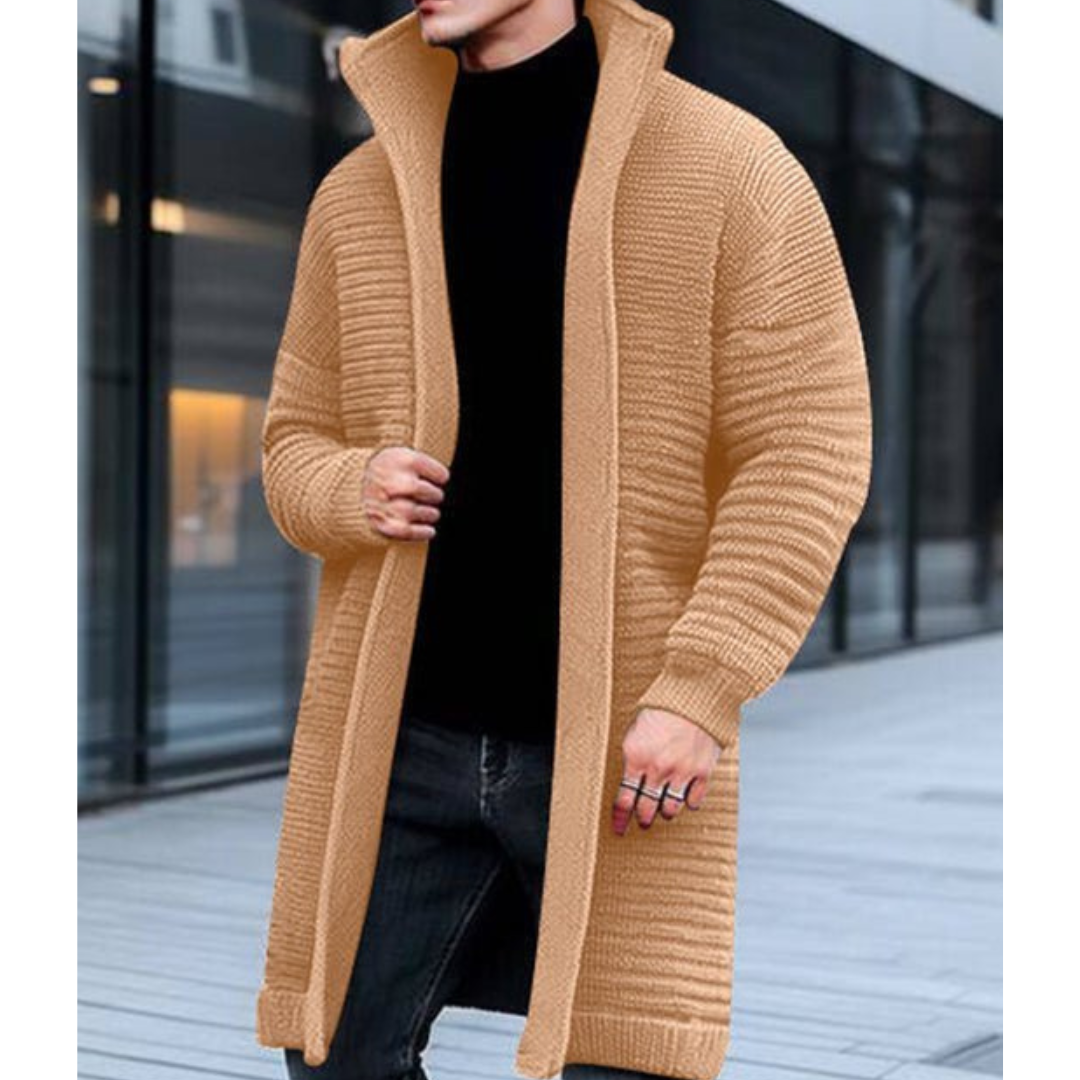 Herren Strick Stehkragen Winter Strickjacke | Lang