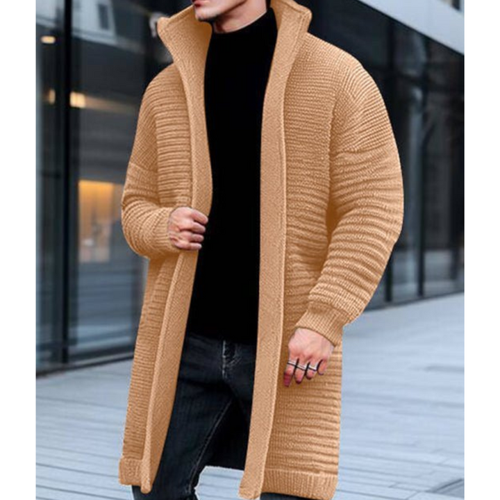 Herren Strick Stehkragen Winter Strickjacke | Lang