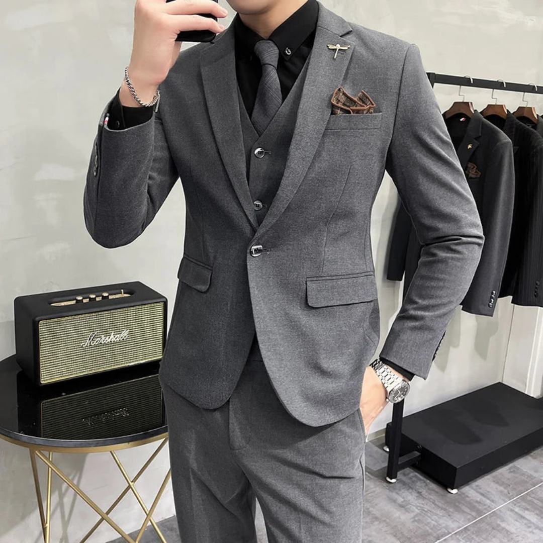 Herren Stylisches Formelles Drei Teile Arbeits Set | Schlanke Passform