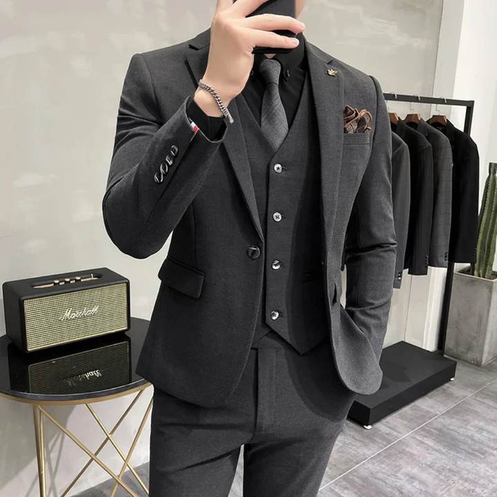 Herren Stylisches Formelles Drei Teile Arbeits Set | Schlanke Passform