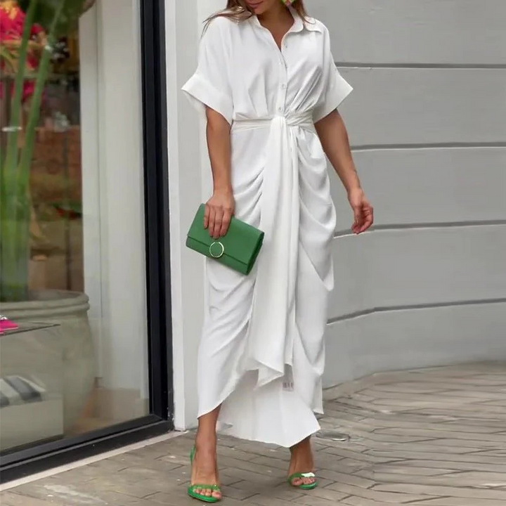 Damen Hemdblusenkleid Mit Knopfleiste Und Gürtel | Midi