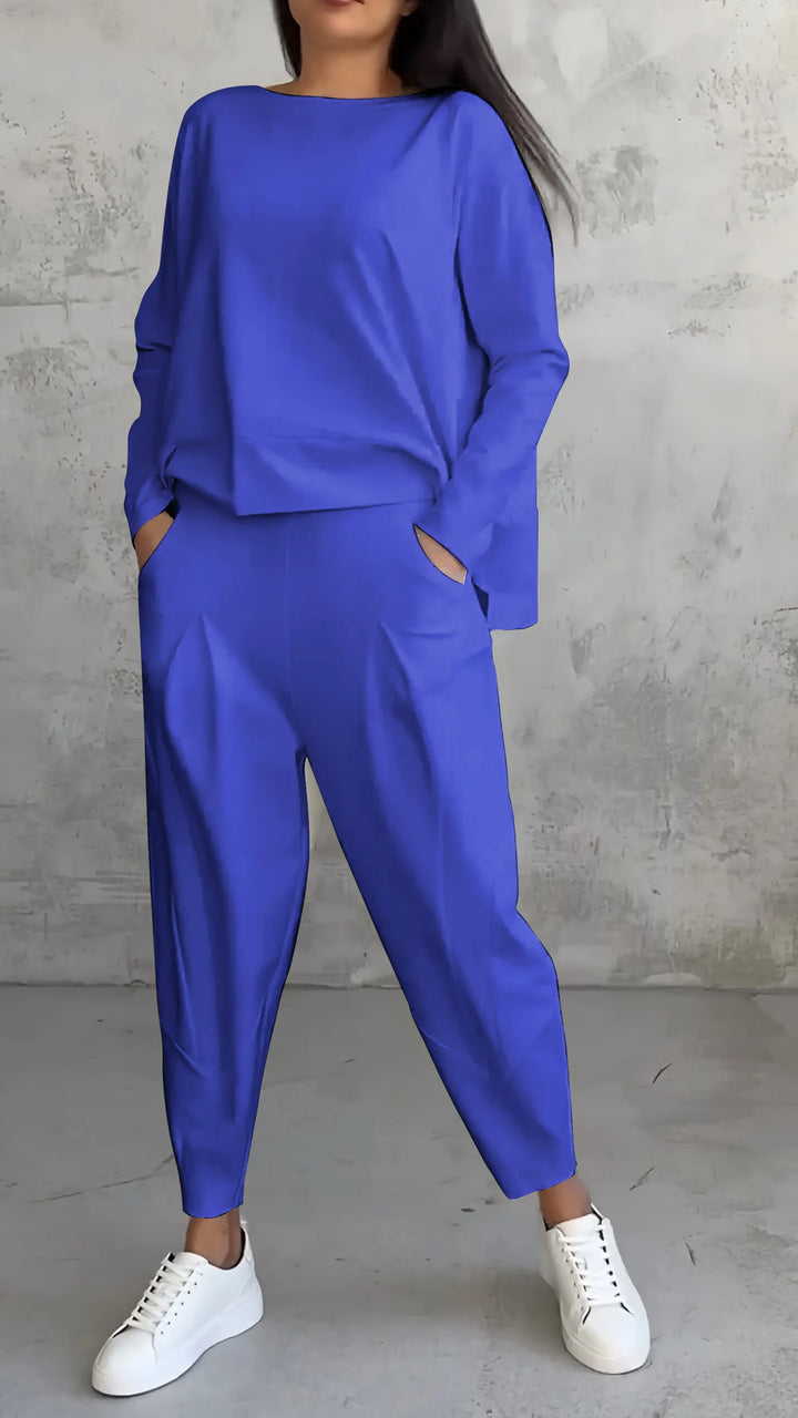 Alessandra | Damen Lässiges Langarm Oberteil Und Harem Hose Satz | Zweiteilig